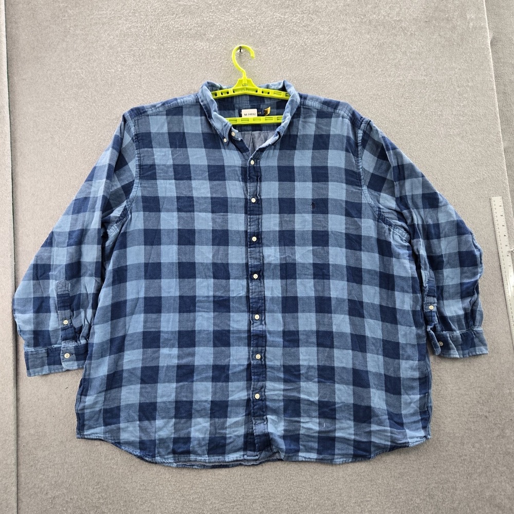 Ralph Lauren Men Button Up Shirt 4XB Blue Pony Embroidery Plaid Untucked Fit